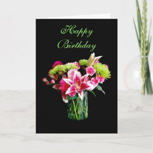 Grattis på födelsedagen, Stargazer Lily Bouquet Kort