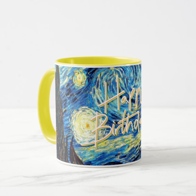 Grattis på födelsedagen, Starry Night bra art. Mugg (Framsida vänster)