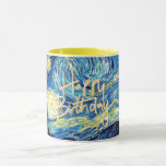Grattis på födelsedagen, Starry Night bra art. Mugg<br><div class="desc">Grattis på födelsedagen - Starry Natt,  berömd målning av Vincent van Gogh.</div>