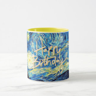 Grattis på födelsedagen, Starry Night bra art. Mugg