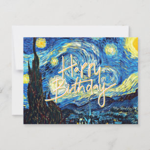 Grattis på födelsedagen, Starry Night finkonst, Vykort