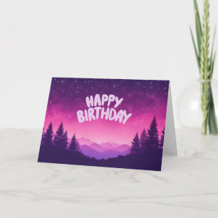 Grattis på födelsedagen Starry Night, Mountain, Fo Kort