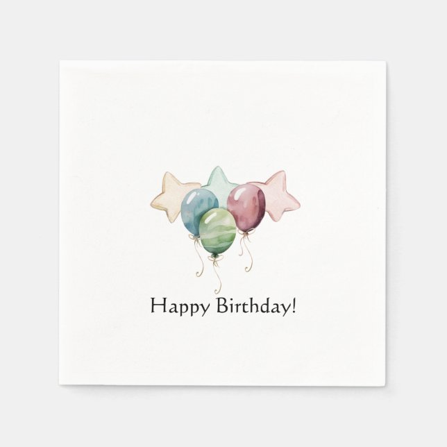 Grattis på födelsedagen Stars och ballonger Pappersservett (Framsidan)