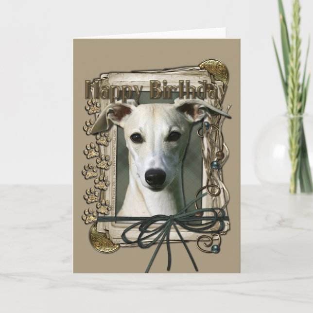 Grattis på födelsedagen - stentassar - Whippet Kort (Framsida)
