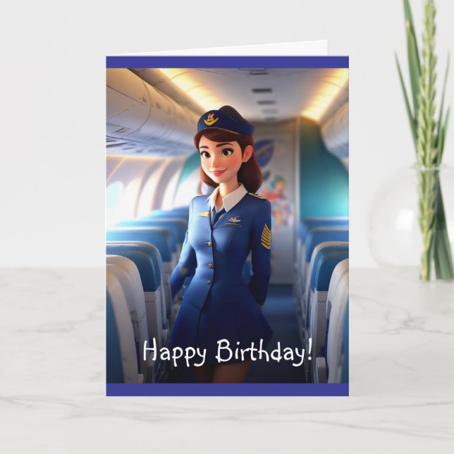 Grattis på födelsedagen Stewardess Kort (Framsida)