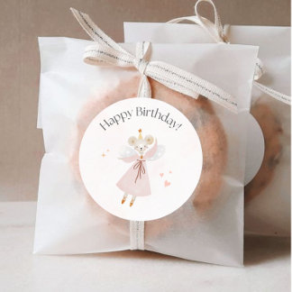 Grattis på födelsedagen-sticker, Cute Mouse Design Runt Klistermärke