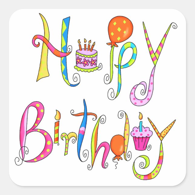 Grattis på födelsedagen Sticker Fyrkantigt Klistermärke (Framsida)