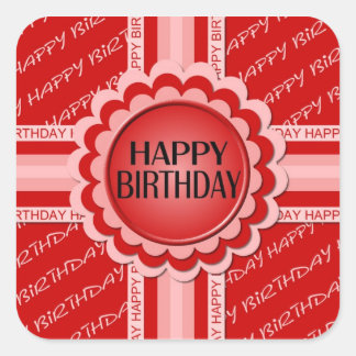Grattis på födelsedagen Stickers Fyrkantigt Klistermärke