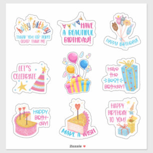 Grattis på födelsedagen Stickers Klistermärken