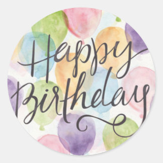 Grattis på födelsedagen Stickers Runt Klistermärke