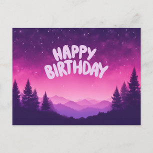 Grattis på födelsedagen Stjärnklar natt, Berg, Sko Vykort