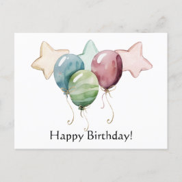 Grattis på födelsedagen stjärnor och ballonger vykort