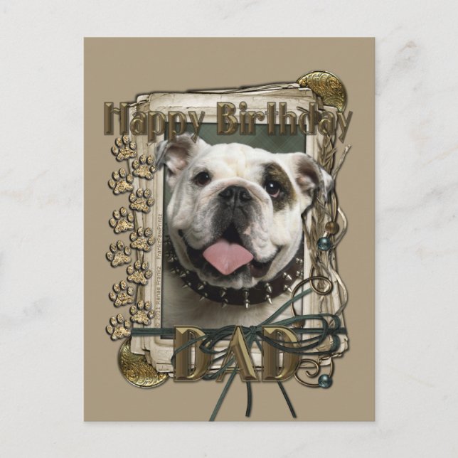 Grattis på födelsedagen - Stone Tassar - Bulldog Vykort (Framsida)