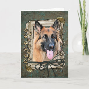 Grattis på födelsedagen - Stone Tassar German Shep Kort
