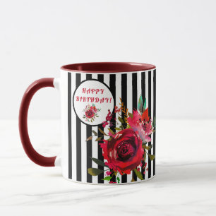 GRATTIS PÅ FÖDELSEDAGEN STUNNING BLOMMIGT COFFEE MUGG