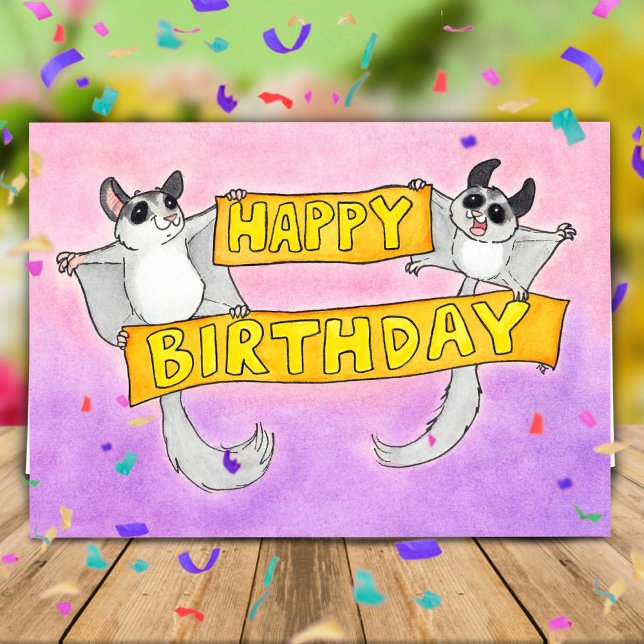 Grattis på födelsedagen Sugar Gliders hälsning Kort (Skapare uppladdad)
