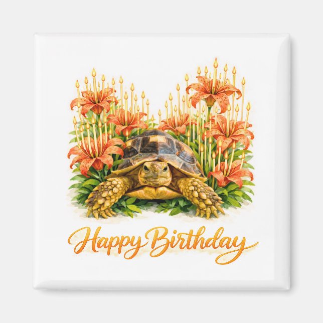 Grattis på födelsedagen Sulcata sköldpadda med Ora Magnet (Framsidan)