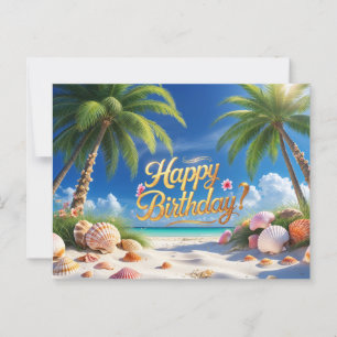 Grattis på födelsedagen Sumer Tropical Beach Vykort