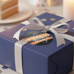 Grattis på födelsedagen Sunset Runt Klistermärke