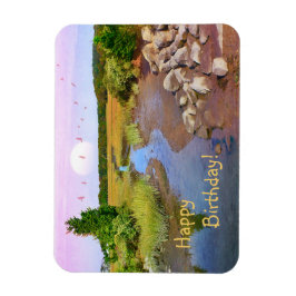 Grattis på födelsedagen Sunset Seashore Magnet