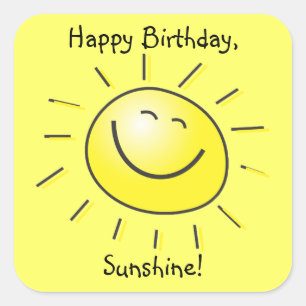 Grattis på födelsedagen, Sunshine! Fäst Fyrkantigt Klistermärke