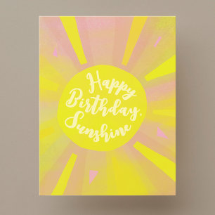 Grattis på födelsedagen Sunshine Handmålat vykort