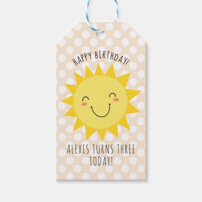 Grattis på födelsedagen Sunshine Party Guld Presentetikett (Framsidan)