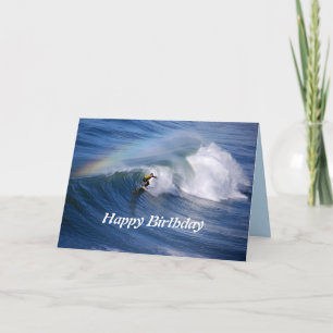 Grattis på födelsedagen surfer med regnbåge kort