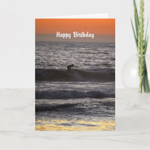 Grattis på födelsedagen Surfer vid Sunset Kort