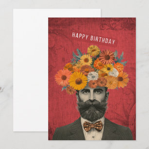 Grattis på födelsedagen Surreal Flower Gent Kort
