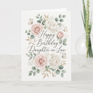 Grattis på födelsedagen svärdotter elegant blomste kort