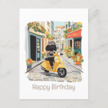 Grattis på födelsedagen Svart Doodle Sparkcykel