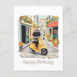 Grattis på födelsedagen Svart Doodle Sparkcykel Vykort