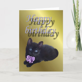Grattis på födelsedagen-svart kattunge kort