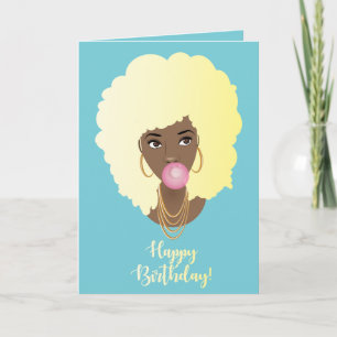 Grattis på födelsedagen! Svart kvinna, Blonde Afro Kort