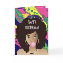 Grattis på födelsedagen! Svart kvinna, Bubblegum, 