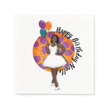 Grattis på födelsedagen! Svart kvinnor, ballonger 