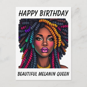 Grattis på födelsedagen svart melanin kvinna födel vykort