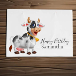 Grattis på födelsedagen, svart och vit kon