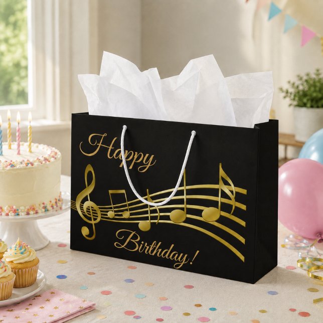 Grattis på födelsedagen svarta guldmusiknoter (Skapare uppladdad)
