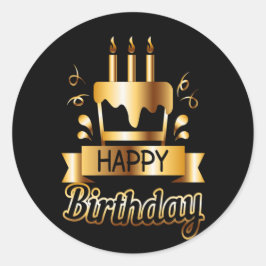 Grattis på födelsedagen - Svarta havet och Guld 2 Runt Klistermärke