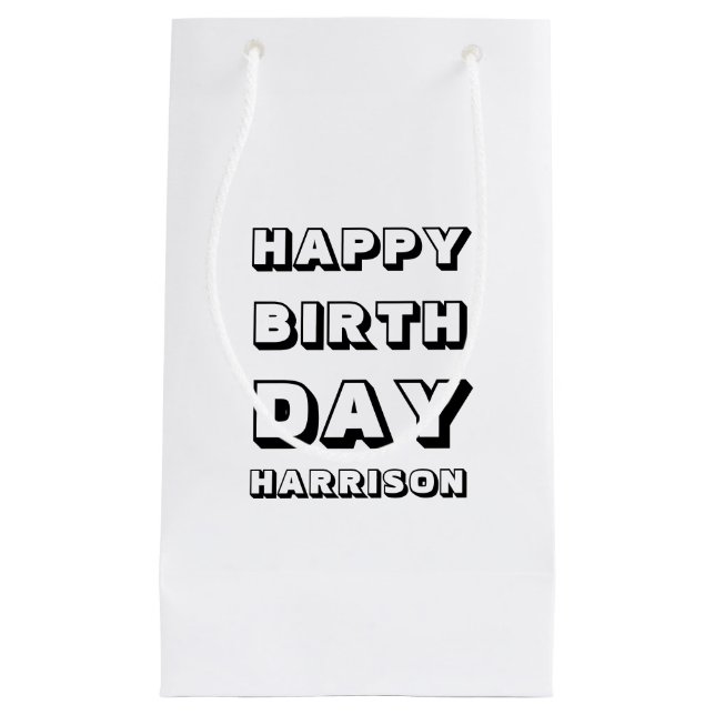 Grattis på födelsedagen svartvit, anpassat namn, m (Framsidan)