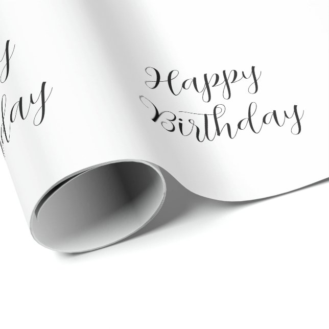 Grattis på födelsedagen Svartvit, minimalistisk mo Presentpapper (Rullad Hörn)