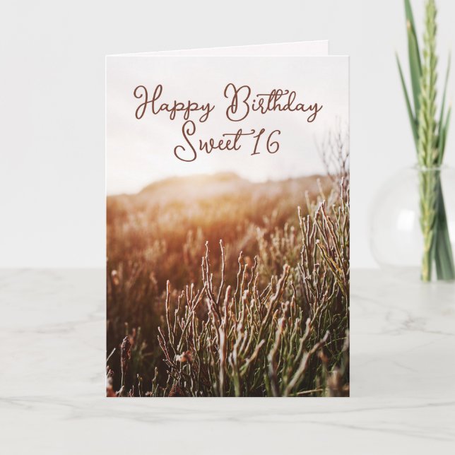 Grattis på födelsedagen Sweet 16 - Rustic Birthday Helgkort (Framsida)