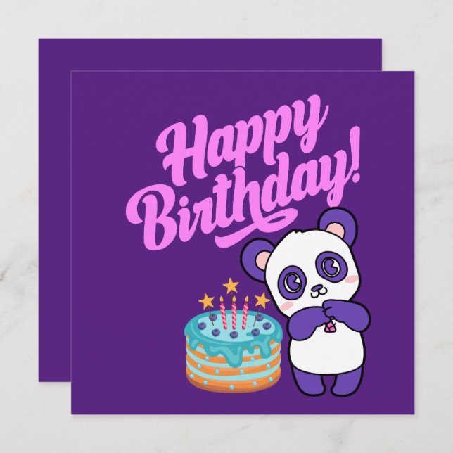 Grattis på födelsedagen Sweet Lila Panda (Fram/baksida)