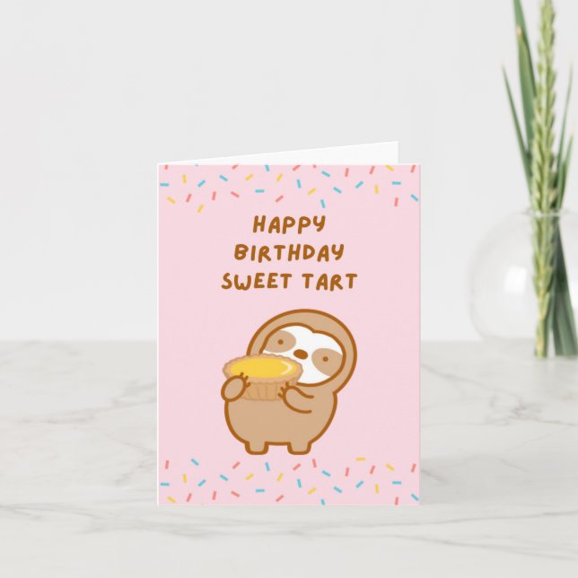 Grattis på födelsedagen Swehoney Egg Tart Sloth Kort (Framsida)
