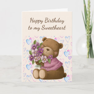 Grattis på födelsedagen Swehoney Kärlek Bear Flowe Kort