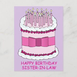 Grattis på födelsedagen syster i Law Tecknad Cake Vykort