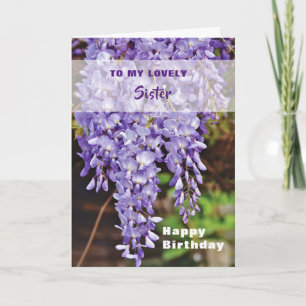 Grattis på födelsedagen-syster Wisteria Flowers Kort