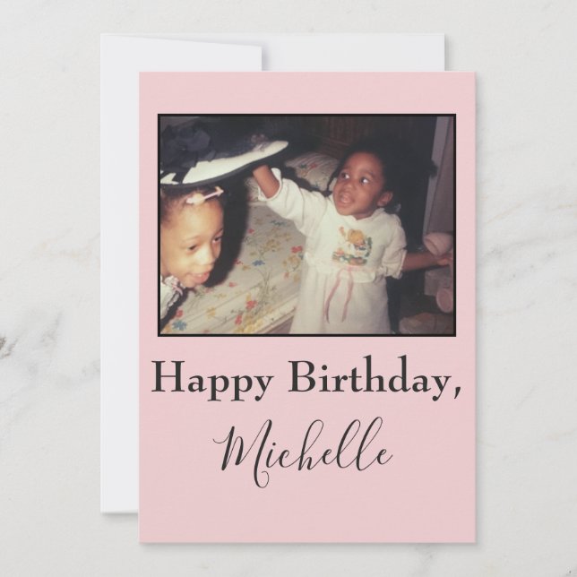 Grattis på födelsedagen systers rosa-foto kort (Framsida)